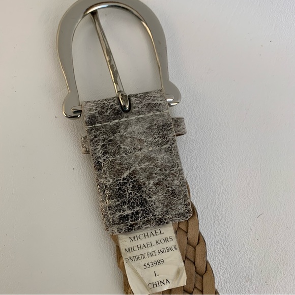 Michael Kors Silver Distressed Woven Belt - Picture 3 of 5